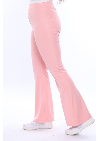 Pembe Toparlayıcı Yüksek Bel Ispanyol Paça Tayt modelleri