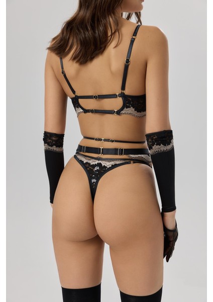 Sensure Siyah Dantelli String