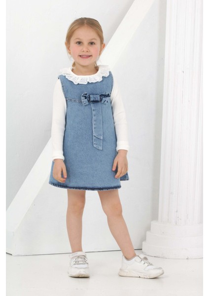 Kız Çocuk 2'li Jean Elbise (Jean Elbise+Bady Sweat) 12180 modelleri