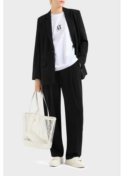 Logo Baskılı Relaxed Fit Bisiklet Yaka T Shirt Bayan T Shirt XW001182 AF15085 U0002 modelleri