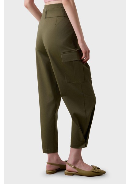 Streç Pamuklu Regular Fit Yüksek Bel Düz Paça Kargo Pantolon Bayan Pantolon 053 modelleri