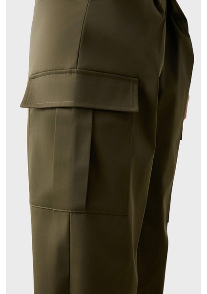 Streç Pamuklu Regular Fit Yüksek Bel Düz Paça Kargo Pantolon Bayan Pantolon 053 fırsatları