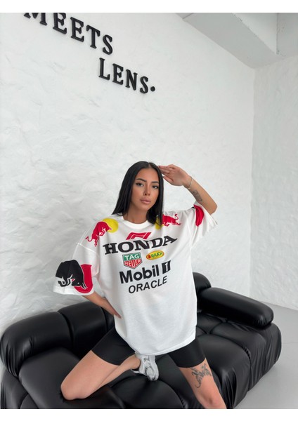 Redbull Baskılı Oversize T-Shirt