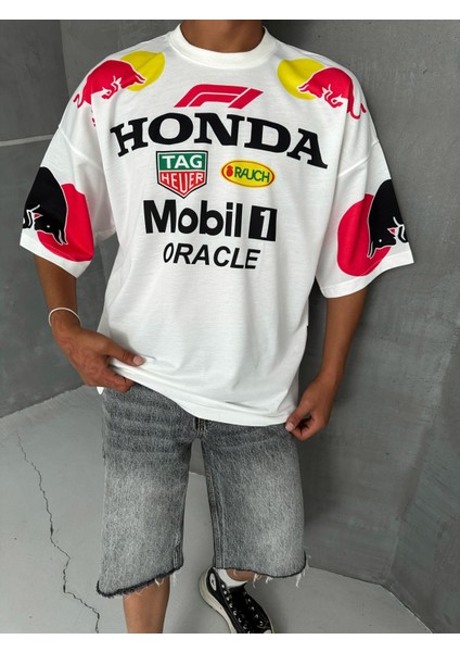 Redbull Baskılı Oversize T-Shirt modelleri