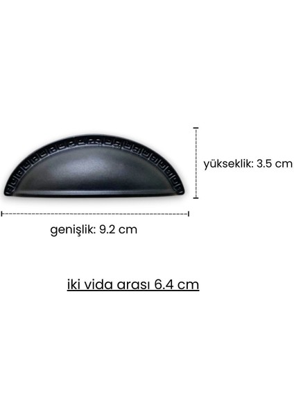 9 cm Siyah Renkli Tas/çanak/midye Kulp