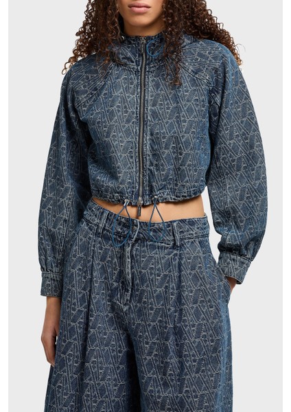 Armani Exchance Pamuk Tamamı Jakarlı Kapüşonlu Crop Kot Ceket Bayan Kot Ceket XW001185 AF12844 FB055 fırsatları