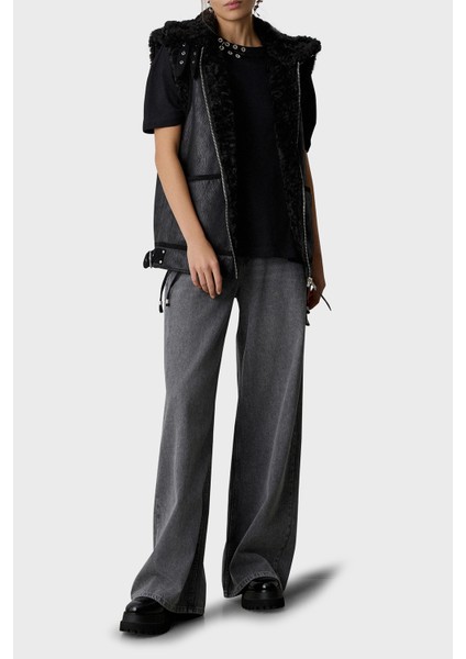 Metalik ve Bağlama Detaylı Pamuklu Oversize Fit Bisiklet Yaka Bluz Bayan Bluz 053 modelleri