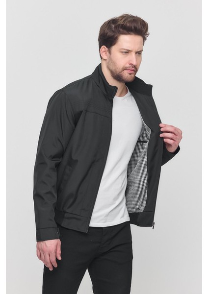 Erkek Siyah Mevsimlik Triko Detaylı Fermuarlı Iç Cepli Mont&Ceket fiyatları