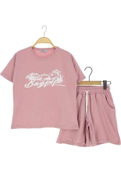 Kız Çocuk Şortlu Takım Baskılı