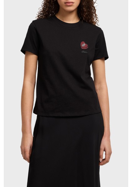 Taşlı Logo Pamuklu Regular Fit T Shirt Bayan T Shirt XW000518 AF10359 UC001