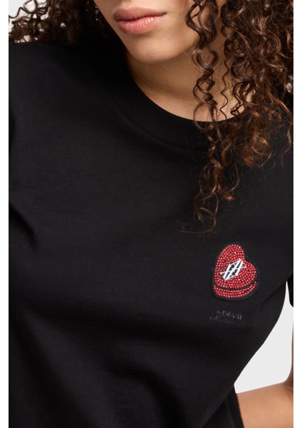 Taşlı Logo Pamuklu Regular Fit T Shirt Bayan T Shirt XW000518 AF10359 UC001 modelleri