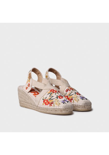 Montjoı Dalia Kadın Bej Çiçek Desen Dolgu Topuk Espadril 1TONW2025085