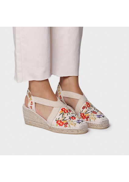 Montjoı Dalia Kadın Bej Çiçek Desen Dolgu Topuk Espadril 1TONW2025085