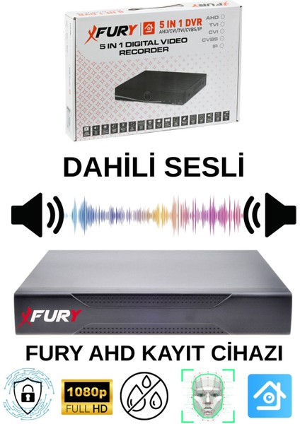 2 Li Sesli Gece Renkli Görüş Güvenlik Kamerası Su Geçirmez Güvenlik Kamerası Seti 1tb