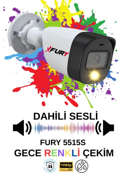 2 Li Sesli Gece Renkli Görüş Güvenlik Kamerası Su Geçirmez Güvenlik Kamerası Seti 1tb