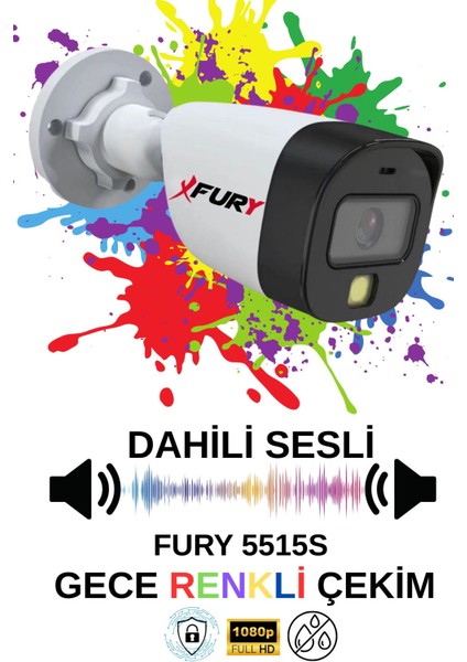 2 Li Sesli Gece Renkli Görüş Güvenlik Kamerası Su Geçirmez Güvenlik Kamerası Seti 1tb