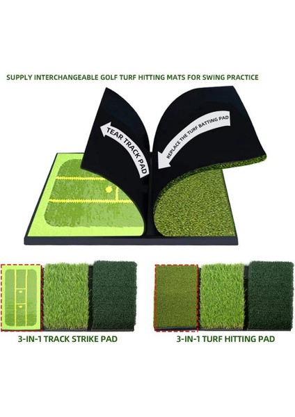 3'ü 1 Arada Golf Vuruş Matı, Yol Geri Bildirimli Golf Matı, Arka Bahçede Sürüş, Yontma ve Sallanma Uygulaması Için Golf Eğitim Yardımı (Yurt Dışından)
