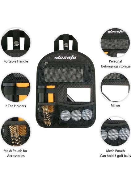 Wosofe Golf Arabası Çantası Çok Fonksiyonlu Saklama Çantası Taşınabilir Saha Içi Aksesuar Çantası Büyük Kapasiteli Top Kesesi Sınır Ötesi Siyah (Yurt Dışından) fiyatları