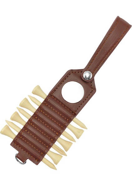 Golf Tee Saklama Deri Tutucu, 7'li Set, 7 Tee ve Top Etiketi Dahil, Golf Çantası Aksesuarları, Kahverengi (Yurt Dışından)