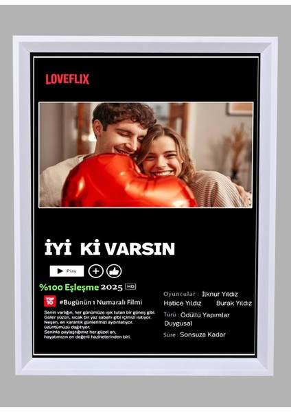 Kişiye Özel Netflix Temalı Duvar Için Ahşap Poster Çerçeve