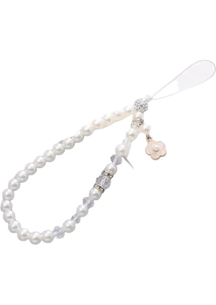 Kore Sevimli Beyaz Yay Kalp Inci Telefon Zinciri Kadınlar Için Kızlar Telefon Boncuklu Ipi Anti-Kayıp Aksesuarları Araba Takı Hediye (Yurt Dışından)