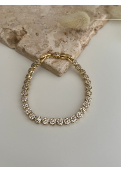 14 Ayar Altın Kaplama Çiçek Desenli Bileklik fiyatları