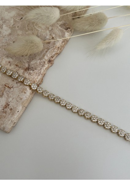 14 Ayar Altın Kaplama Çiçek Desenli Bileklik modelleri