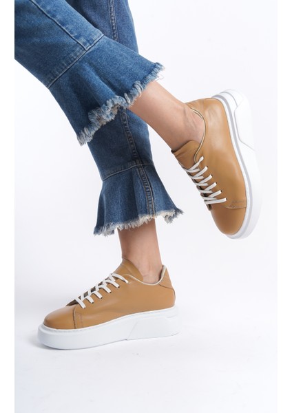 Dante Model Hakiki Deri Taba Kadın Bağcıklı Kalın Taban Sneaker Spor Ayakkabı modelleri