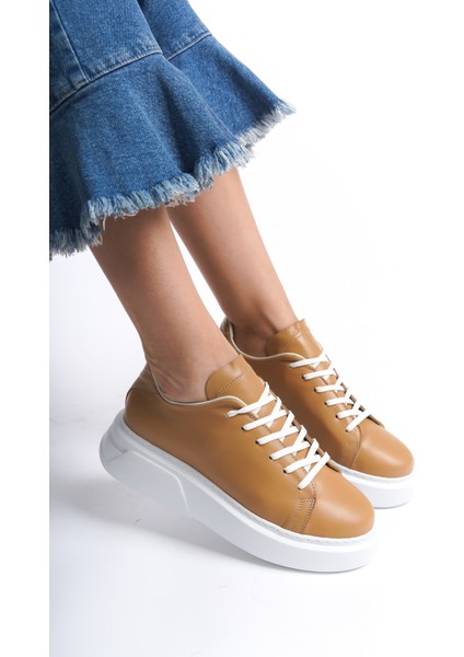 Dante Model Hakiki Deri Taba Kadın Bağcıklı Kalın Taban Sneaker Spor Ayakkabı indirimleri