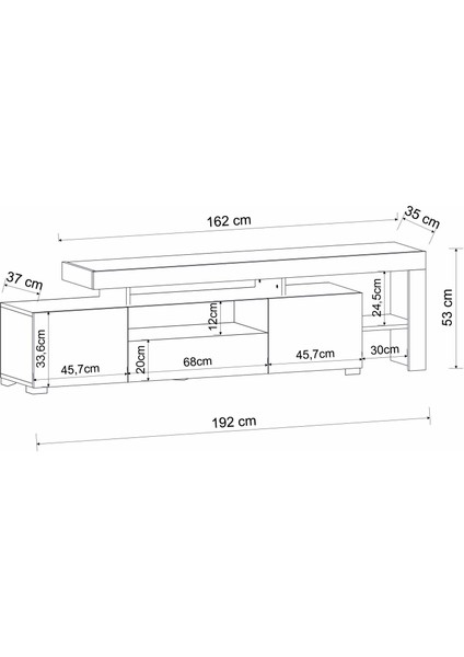 T0014 LED Işıklı, Raflı Tv Sehpası, Oturma Odası Tv Ünitesi