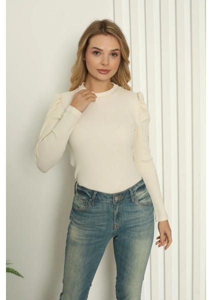 Prenses Kol Crop Kaşkorse Bluz