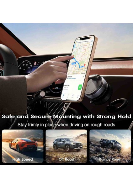 Samsung iphone Xiaomi Huawei Uyumlu Vakumlu Araç Içi Mıklatıslı Magsafe Tutucu Ayarlanabilir K007 indirimleri