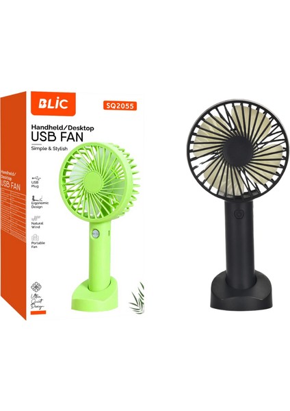 Ultra Sessiz Uzun Şarjlı Fan Mini Taşınabilir El ve Masa Üstü 3 Kademeli Vantilatör