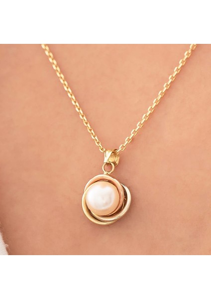 14 Ayar Altın Minimal İncili Kolye modelleri