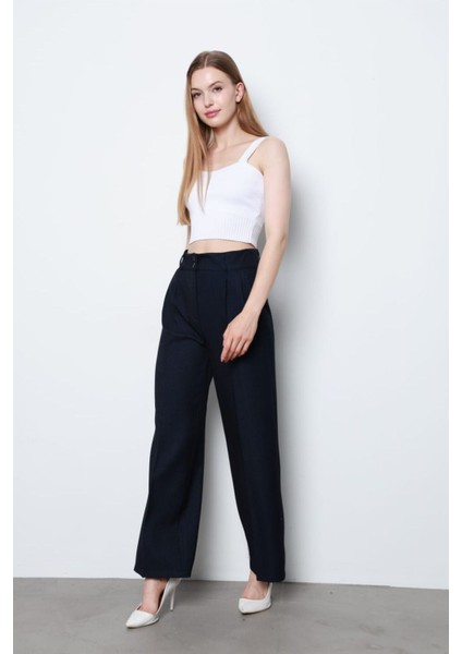 Fibula Butik2 Düğmeli 2 Pileli Geniş Paça Klasik Pantolon