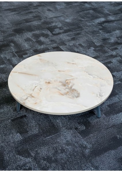 Royal Mermer Desenli Metal Katlanır Ayaklı Kamp Bahçe Ev ve Oyun Için Yuvarlak Yer Sofrası indirimleri