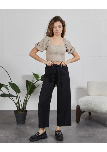Butikbeli Lastikli Bağcıklı Bol Paça Pantolon