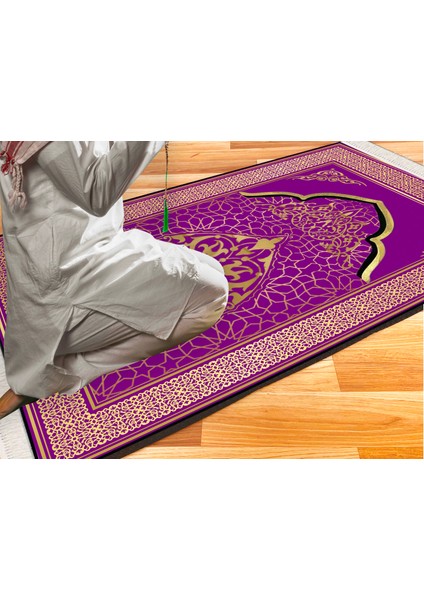Kadife Lüks Seccade Keten Astarlı Namazlık 70x120 cm