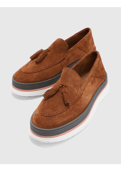 Matei Süet Deri Kadın Taba Loafer Ayakkabı