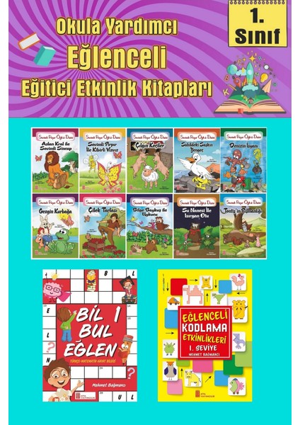 1.sınıflar Için Okumayı Sevdiren 10 Lu Hikaye Seti -Bil Bul Eğlen-Kodlama 4 (Okulda Evde Tatilde)