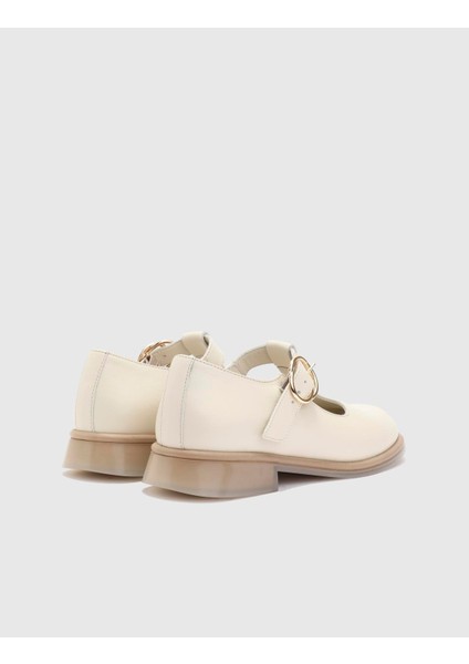 Buterez Deri Kadın Krem Loafer Ayakkabı