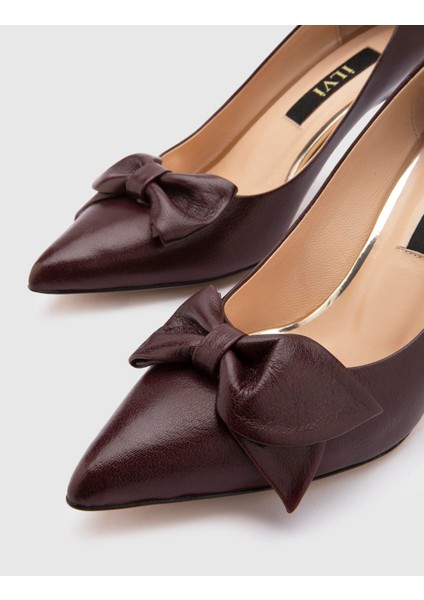 Madeira Hakiki Bufalo Deri Kadın Bordo Stiletto fırsatları