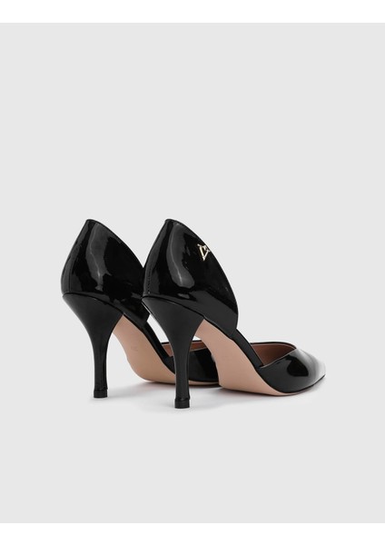 Melina Hakiki Rugan Deri Kadın Siyah Topuklu Ayakkabı fırsatları