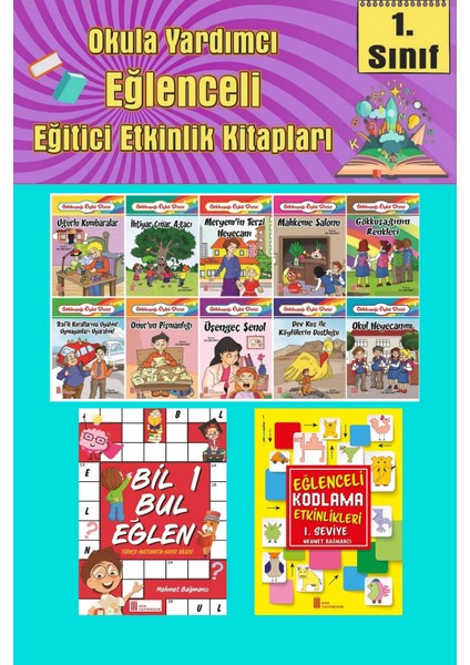1.sınıflar Için Okumayı Sevdiren 10 Lu Hikaye Seti -Bil Bul Eğlen-Kodlama 5 (Okulda Evde Tatilde)