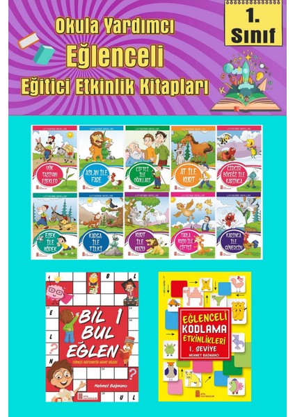 1.sınıflar Için Okumayı Sevdiren 10 Lu Hikaye Seti -Bil Bul Eğlen-Kodlama 6 (Okulda Evde Tatilde)