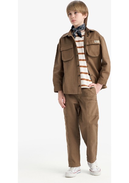 Erkek Çocuk Loose Fit Beli Lastikli Twill Pantolon D9850A825SP