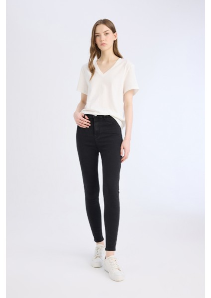 Jegging Yüksek Bel Bilek Boy Dar Paça Basic Düz Jean Pantolon B7498AX25SP