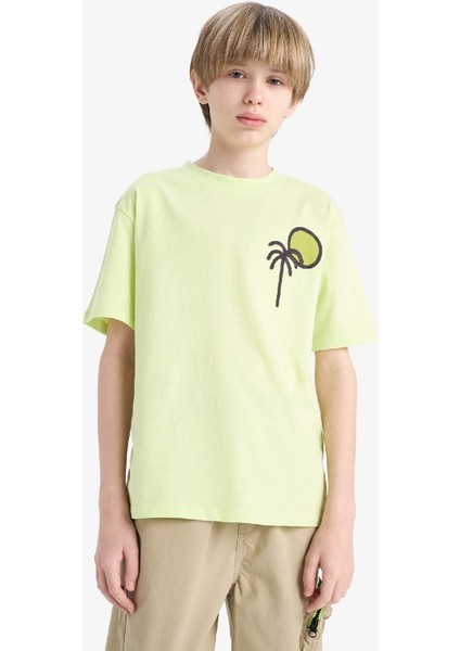 Erkek Çocuk Bisiklet Yaka Sırt Baskılı Kısa Kollu Tişört indirimleri