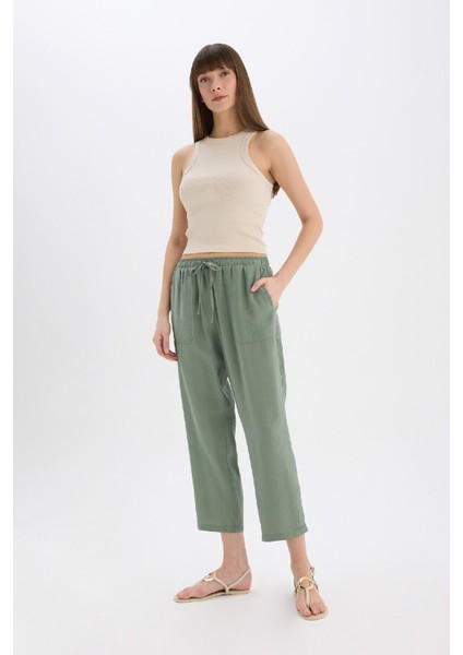 Straight Fit Çift Cepli Yüksek Bel Düz Paça Modal Kumaş Pantolon E5962AX25SP
