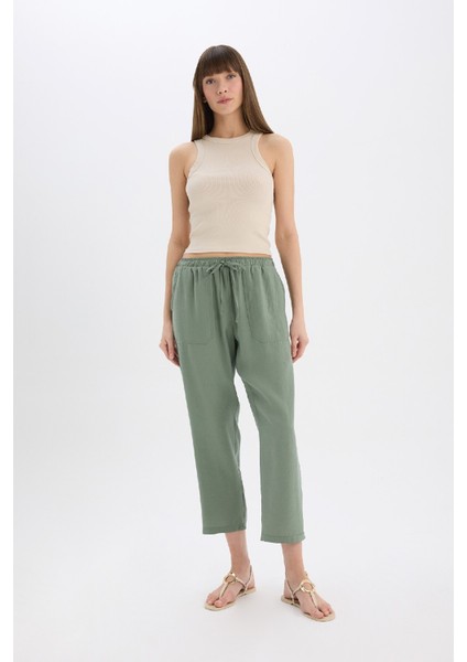 Straight Fit Çift Cepli Yüksek Bel Düz Paça Modal Kumaş Pantolon E5962AX25SP